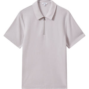 REISS FELIX Textured Cotton Half Zip Polo Shirt